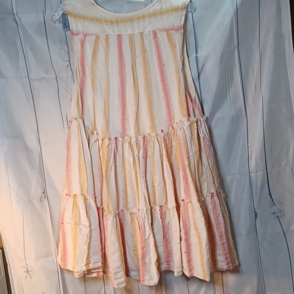 Free People Do it Again Pink & Orange Stripe mini boho hippie dress - Picture 7 of 9